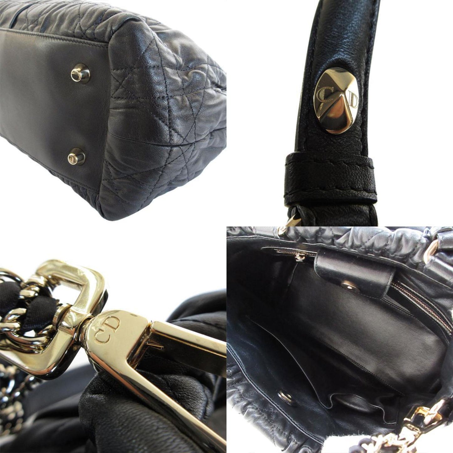 Christian Dior Black Leather Handbag Shoulder Bag ()