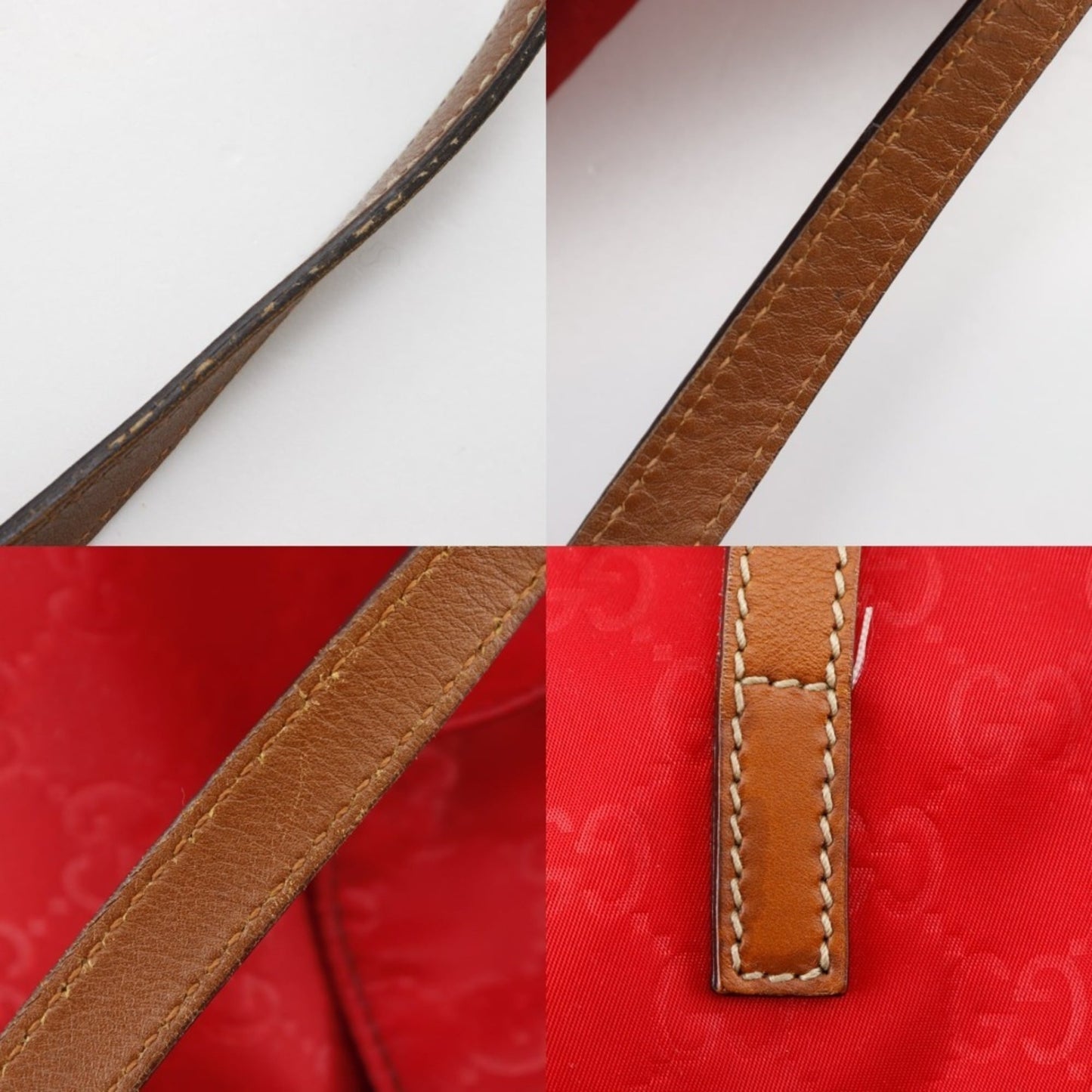Gucci Red Color Nylon Boston Bag Handbag ( )