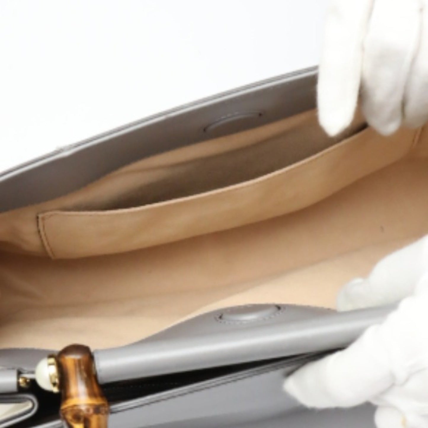 Gucci Gray Bamboo Handbag ( )