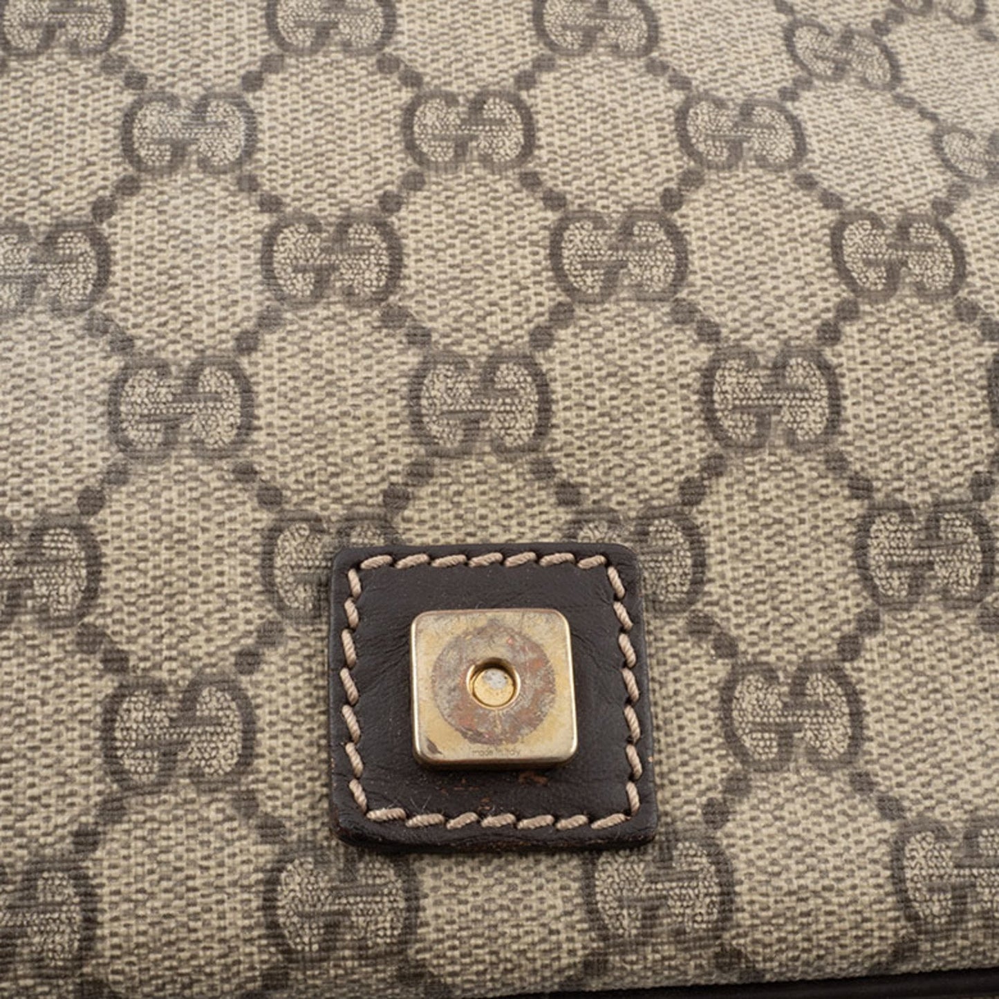 Gucci Beige Brown Canvas Leather Shoulder Bag ( )