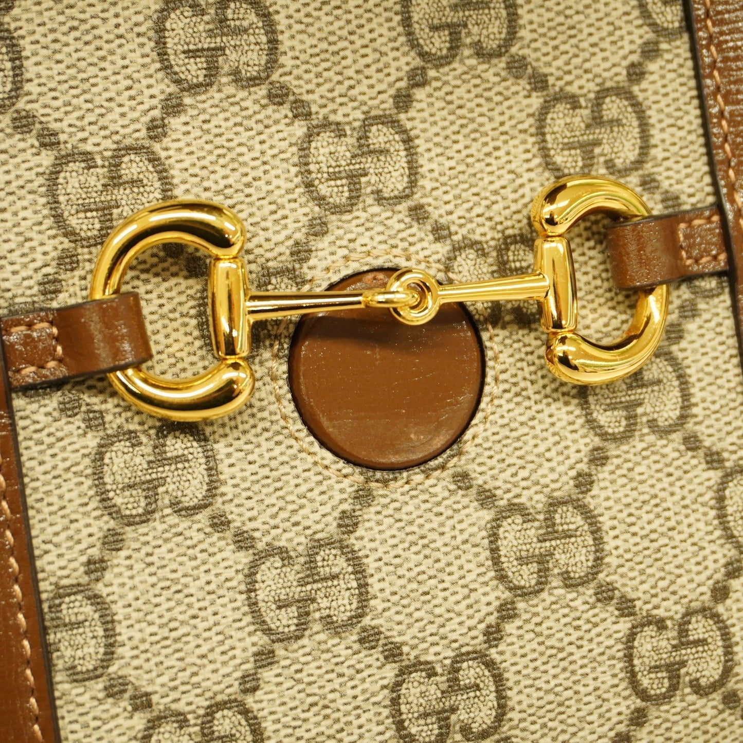 GUCCI Auth  Horsebit 625615 Women's GG Supreme Shoulder Bag Beige,Brown