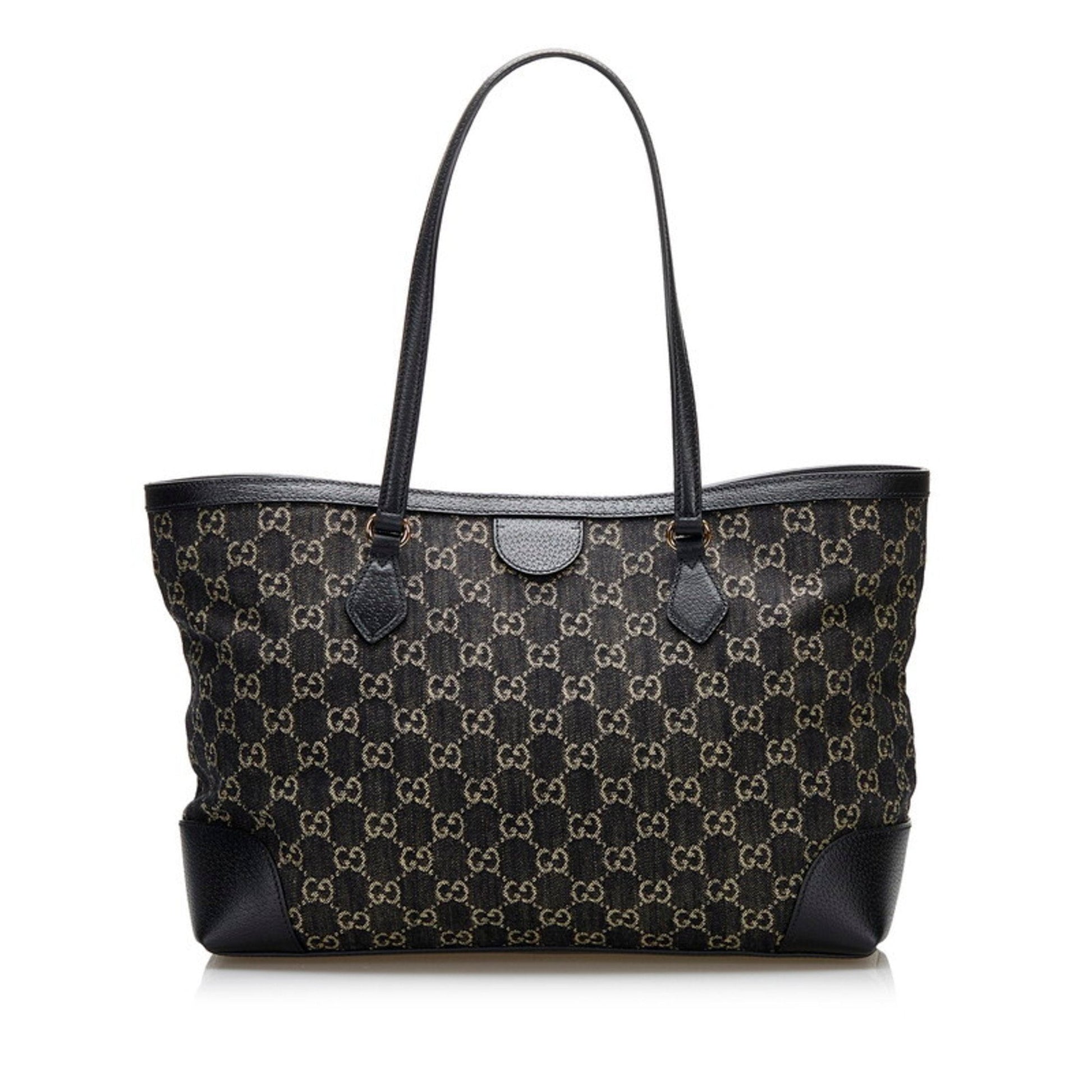 Gucci Black Leather Canvas Tote Style 33