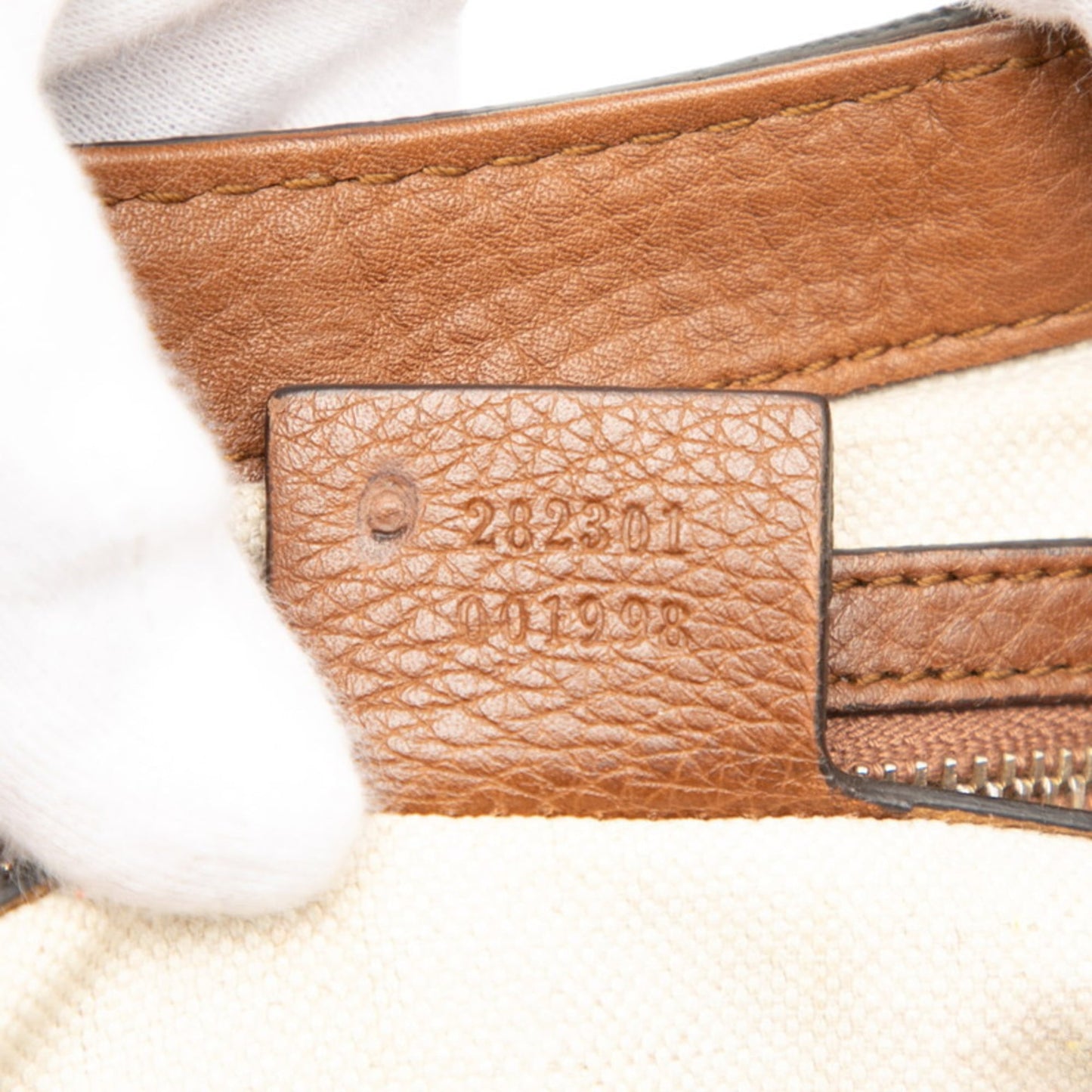 Gucci Beige Brown Canvas Leather Handbag Shoulder Bag ( )