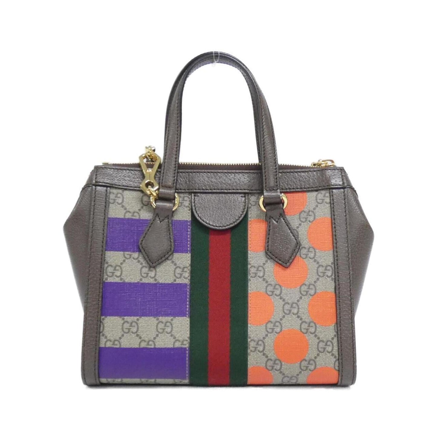 Gucci Beige Brown Multi-Color Gg Supreme Leather Handbag ( )