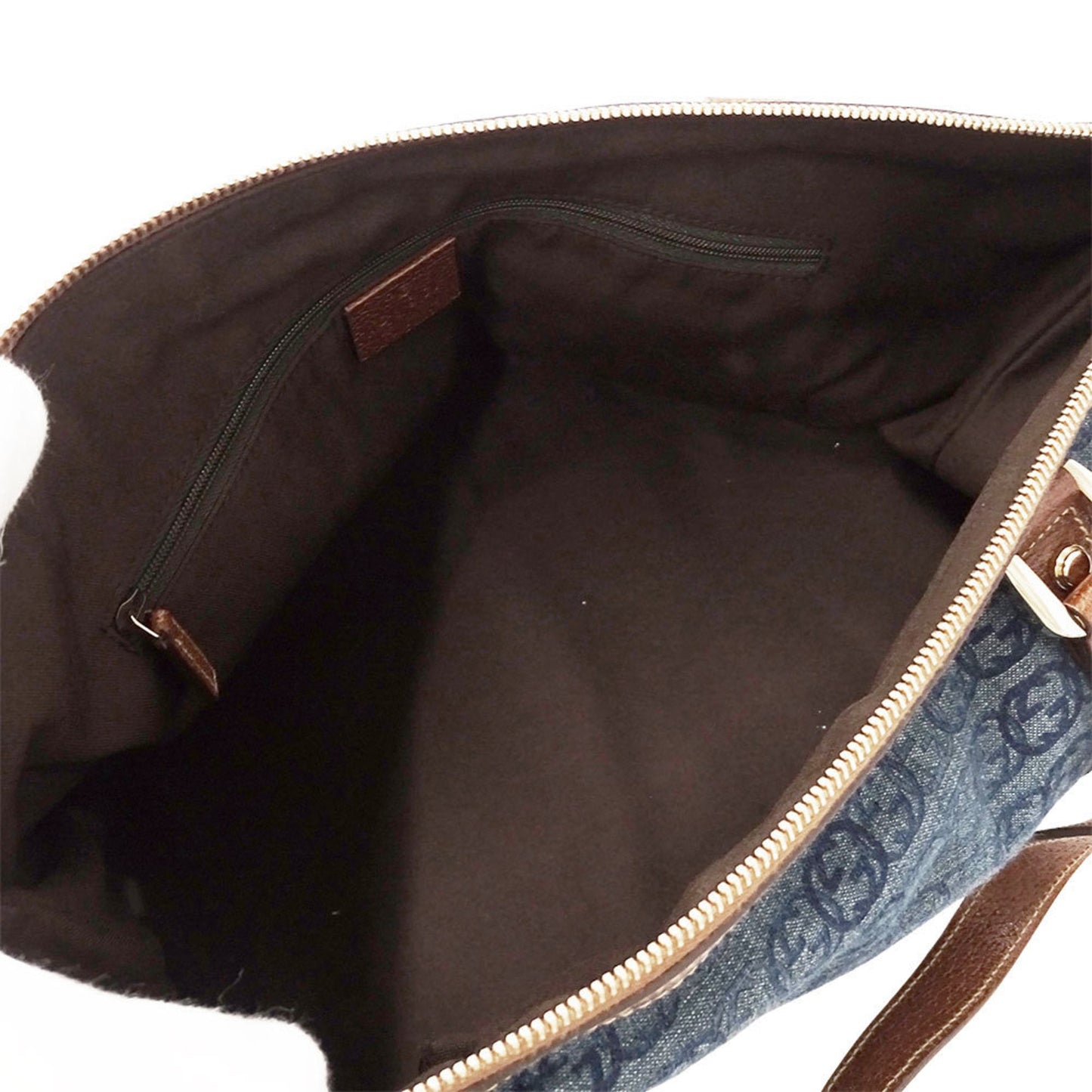 Gucci Blue Brown Denim Tote Bag ( )