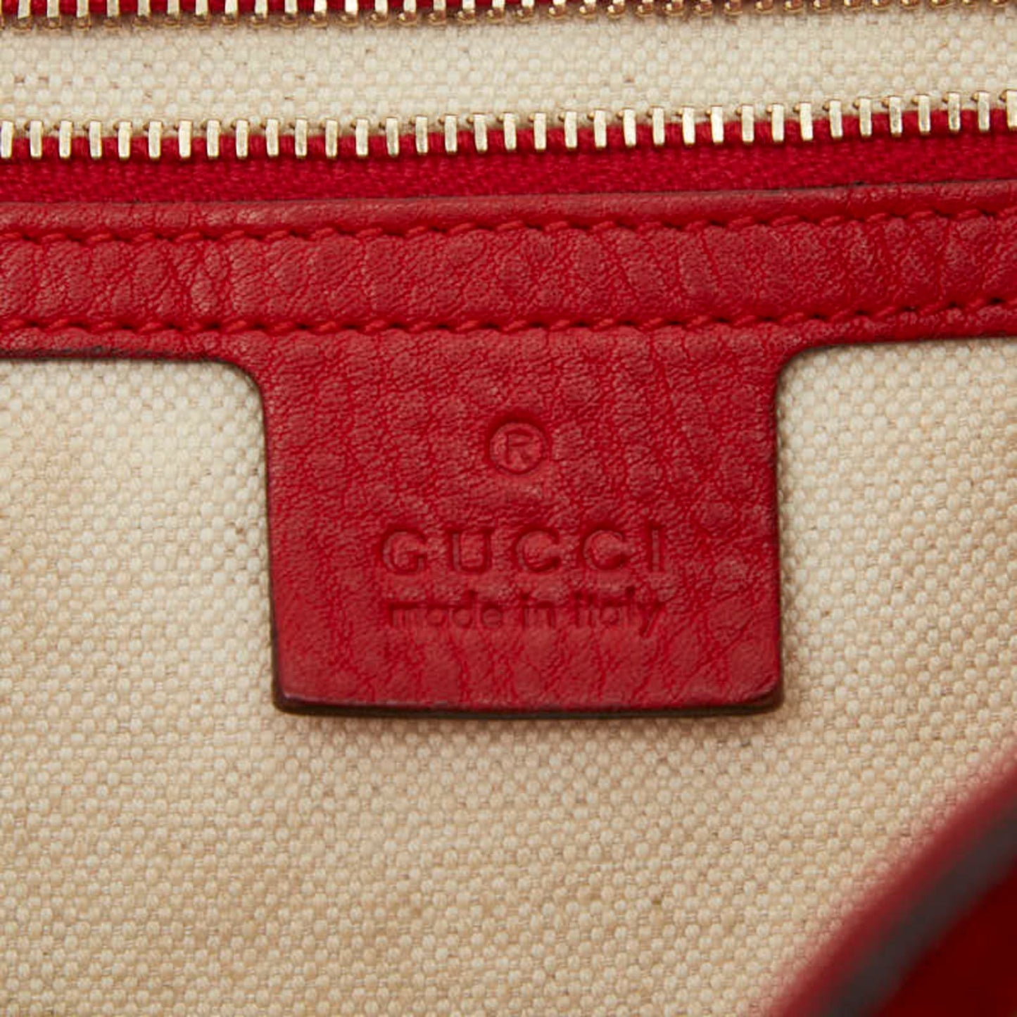 Gucci Beige Red Color Canvas Leather Tote Bag ( )
