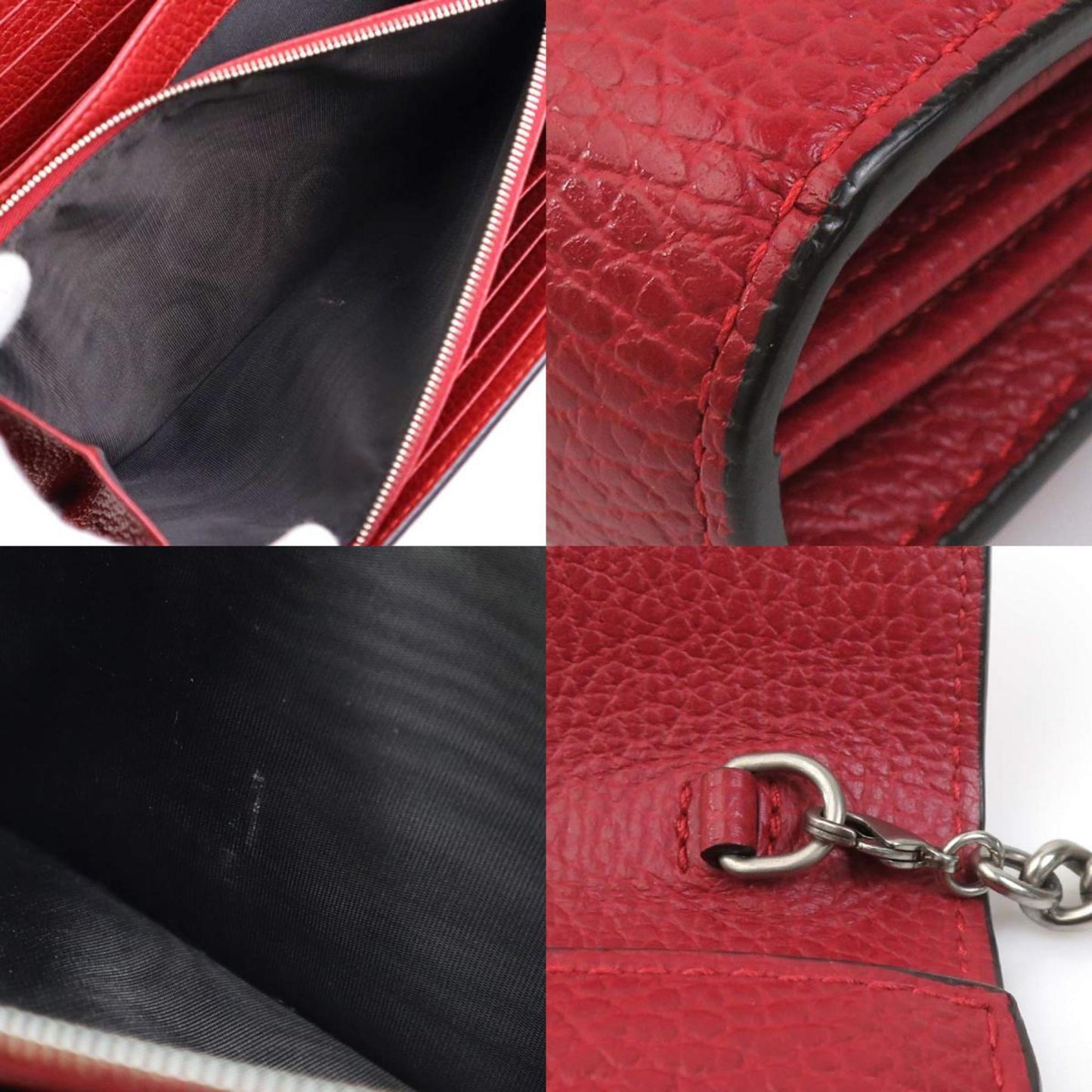 Gucci Red Color Leather Chain/Shoulder Wallet ( )