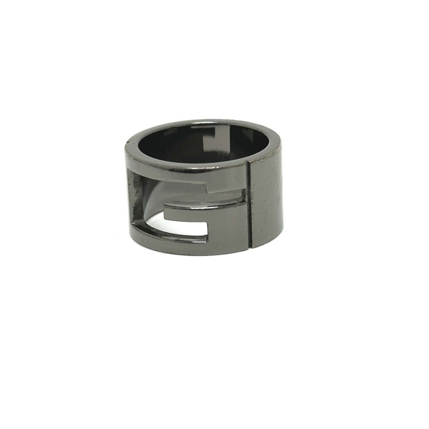 Gucci Black Silver Metal Band Ring ( )