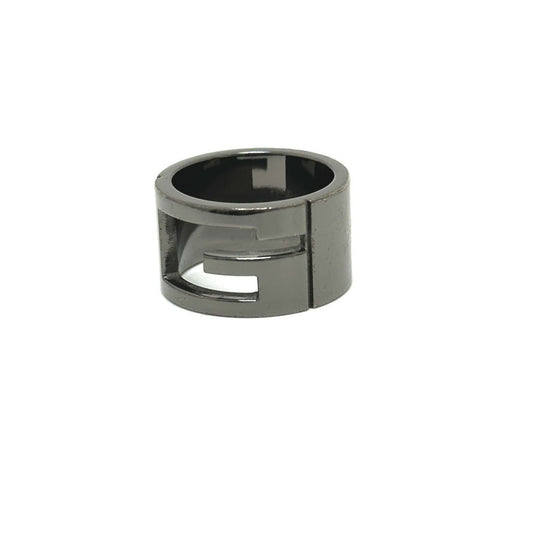 Gucci Black Silver Metal Band Ring ( )