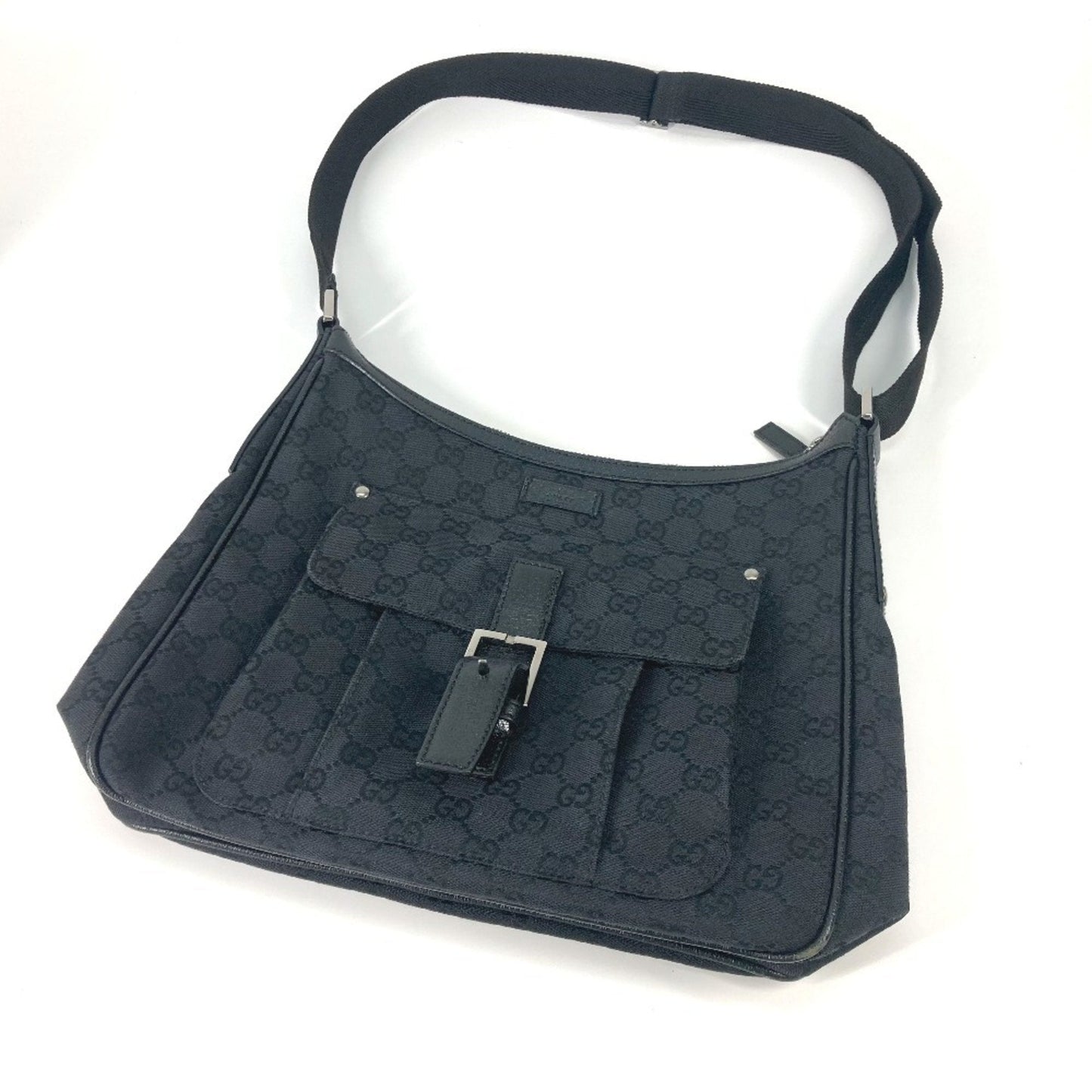 Gucci Black Gg Canvas Shoulder Bag ( )