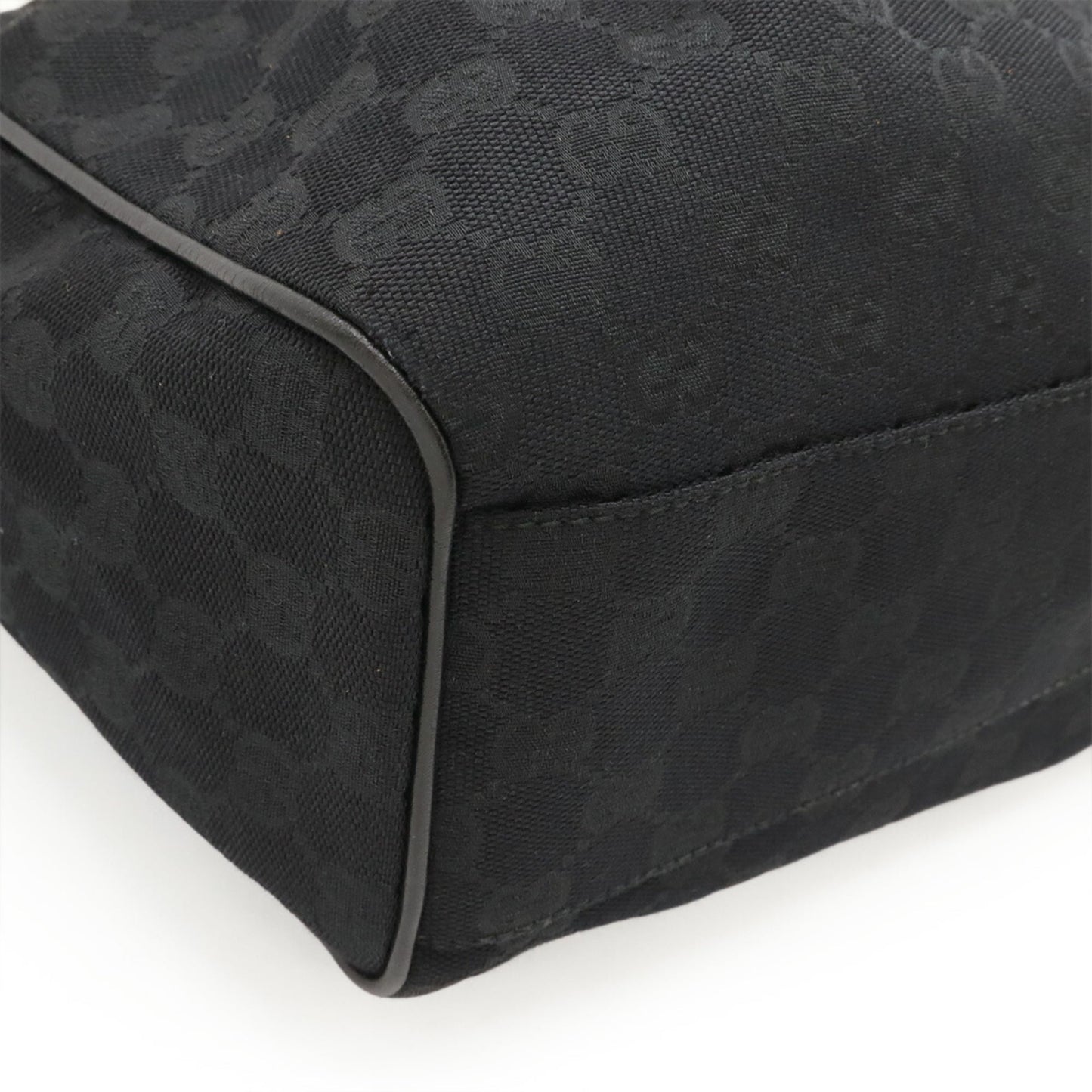 Gucci Sukey Black Gg Canvas Leather Handbag Tote Bag ( )