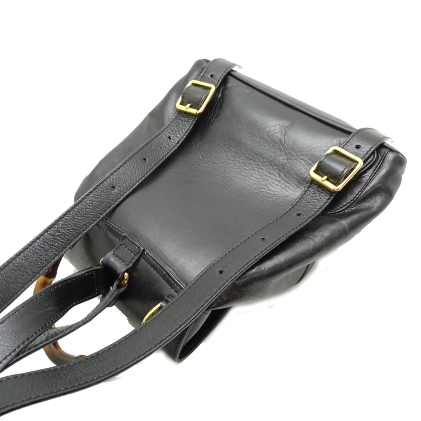 Gucci Black Leather Bamboo Backpack ( )