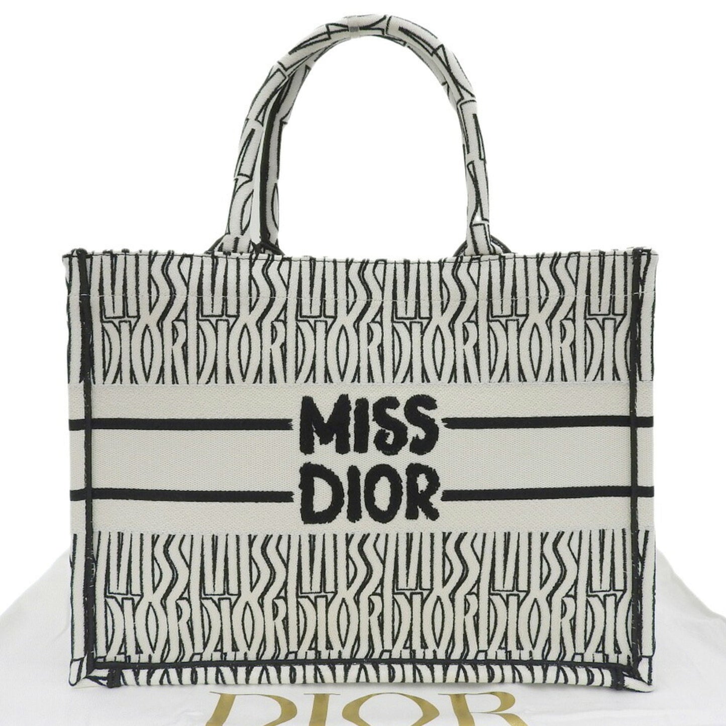 Christian Dior Black White Jacquard Tote Bag ()