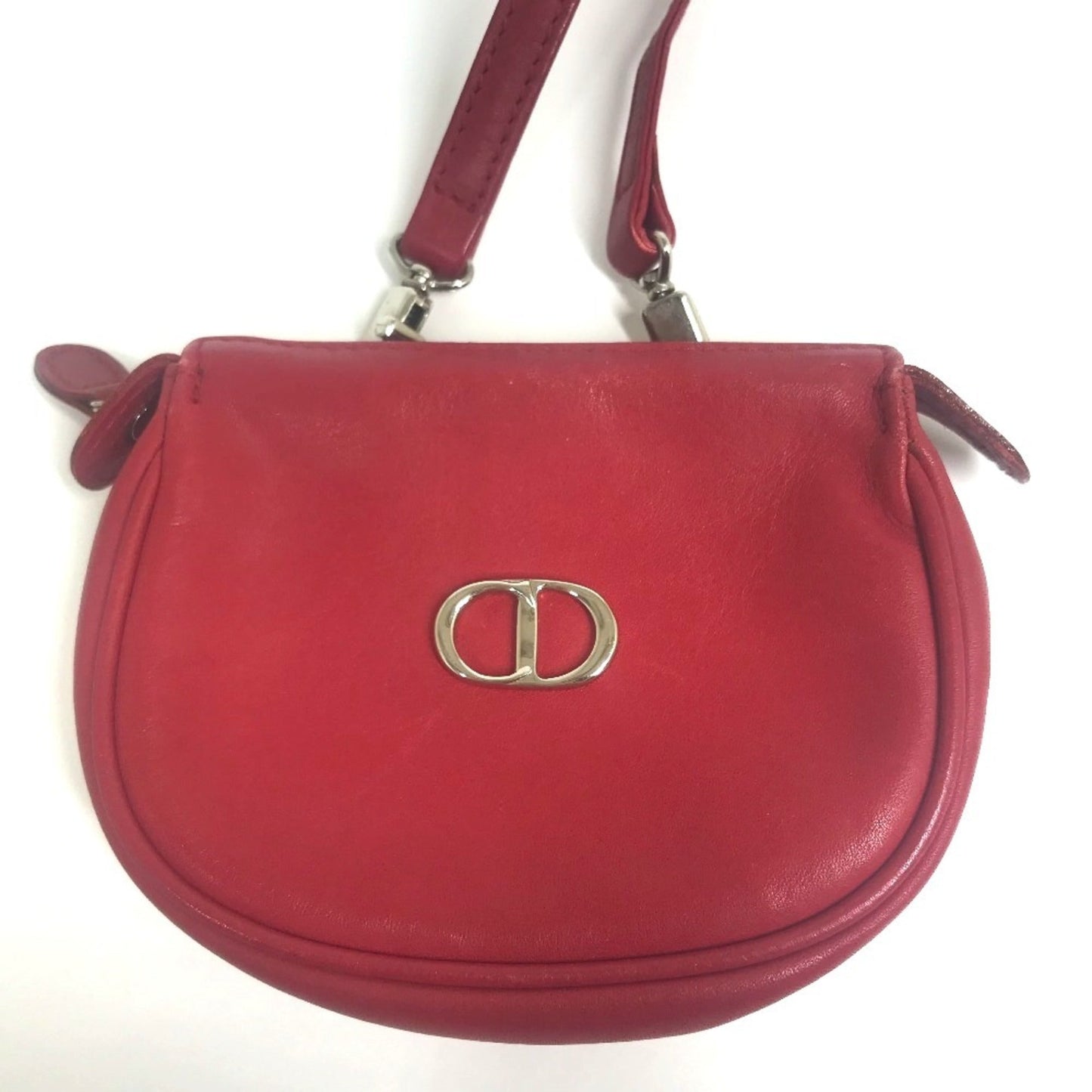 Christian Dior Red Color Leather Pochette Shoulder Bag ()