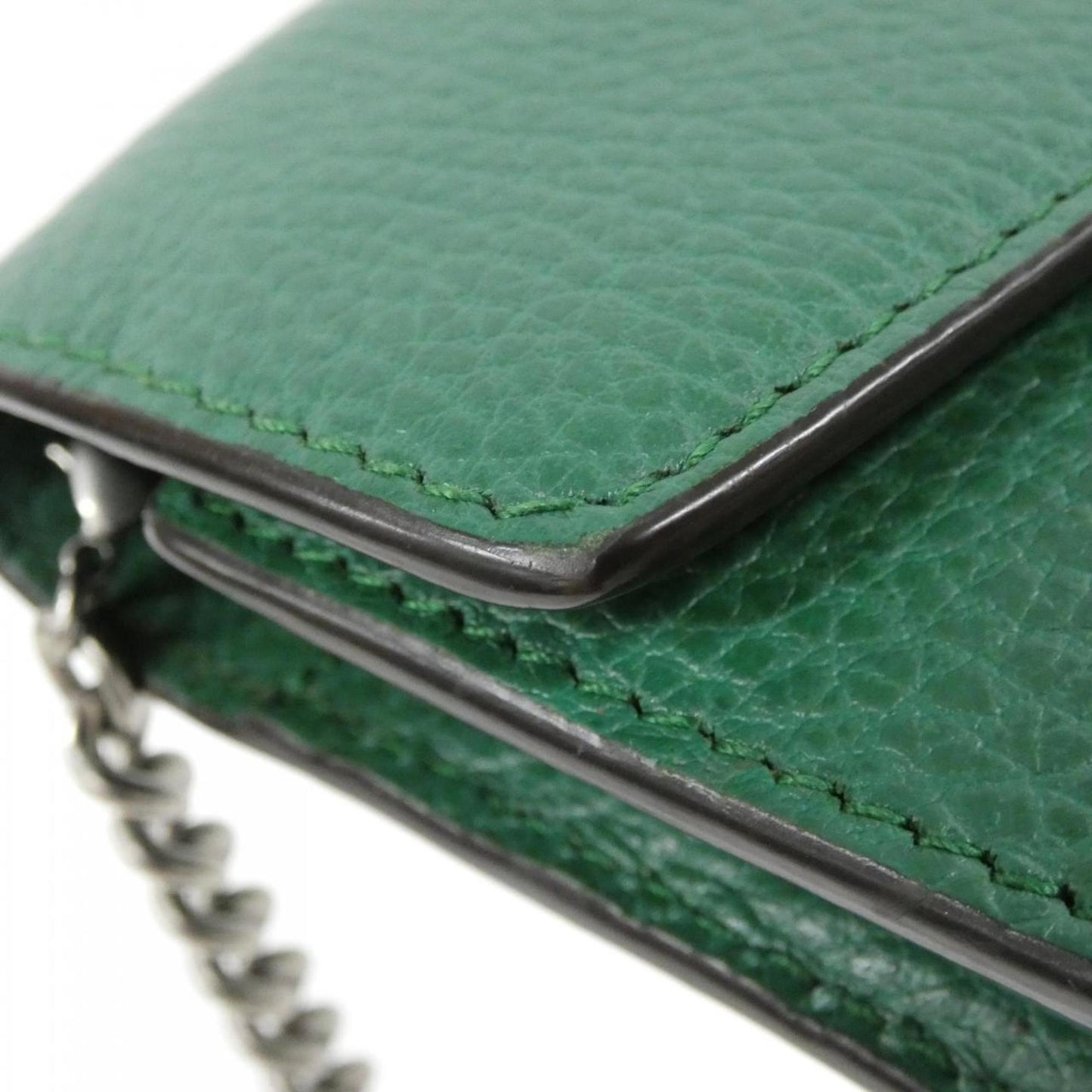 Gucci Emerald Green Leather Chain/Shoulder Wallet ( )