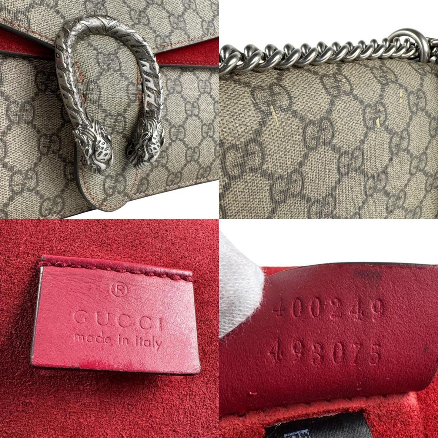 Gucci Brown Red Color Gg Supreme Shoulder Bag ( )