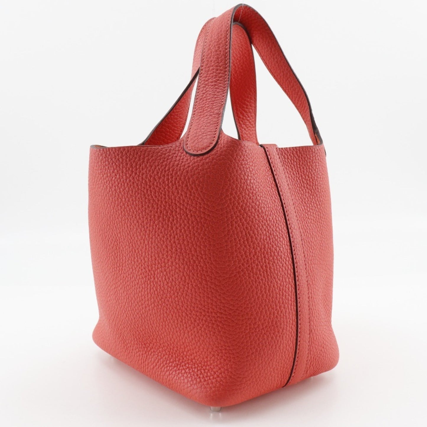 Hermes Pink Red Color Taurillon Clemence Leather Handbag ( )