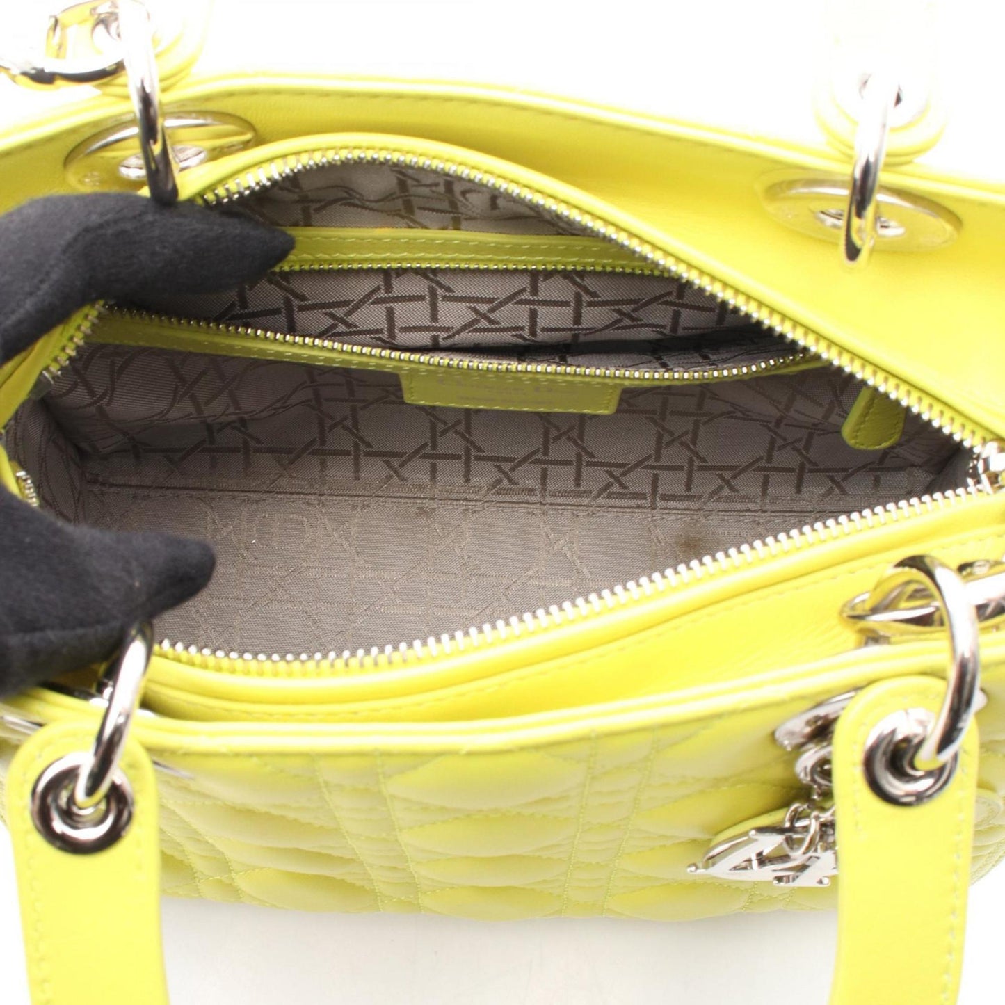 Christian Dior Lady Dior Yellow Leather Handbag ()