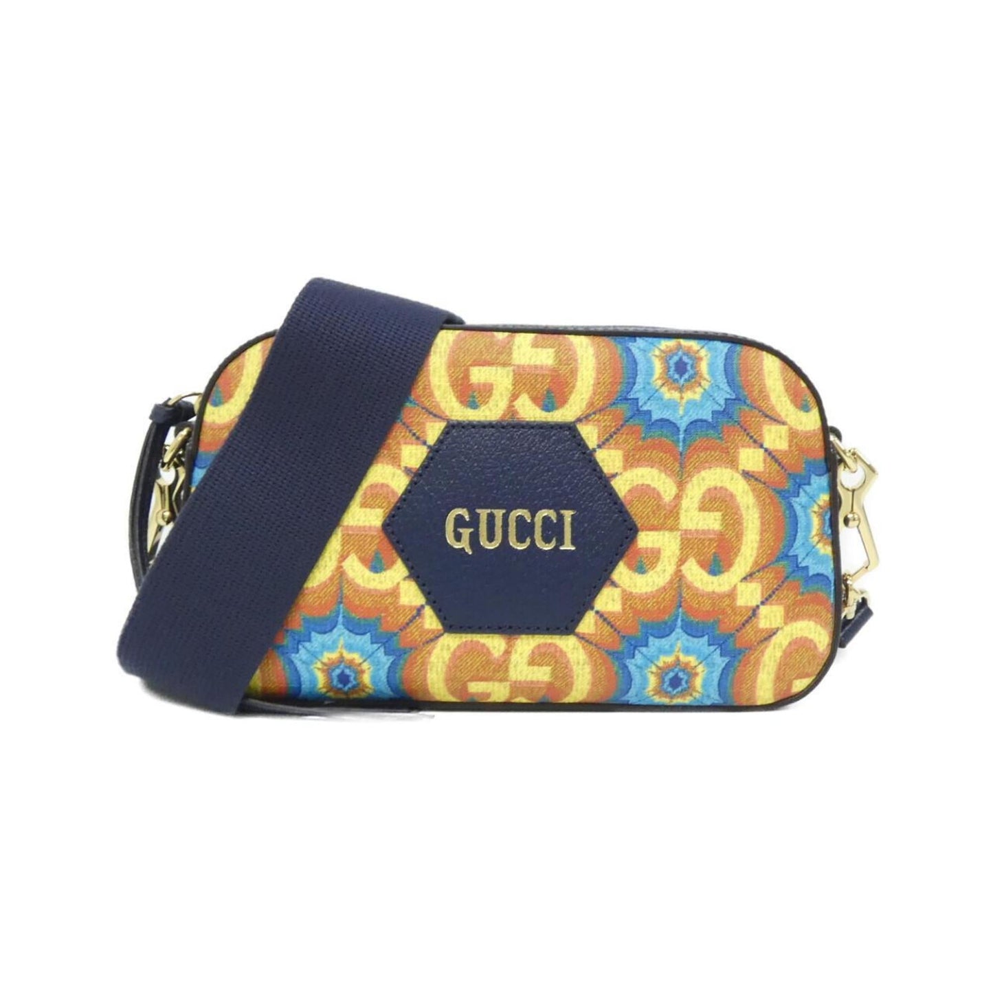 Gucci Blue Orange Coated Canvas Shoulder Bag ( )