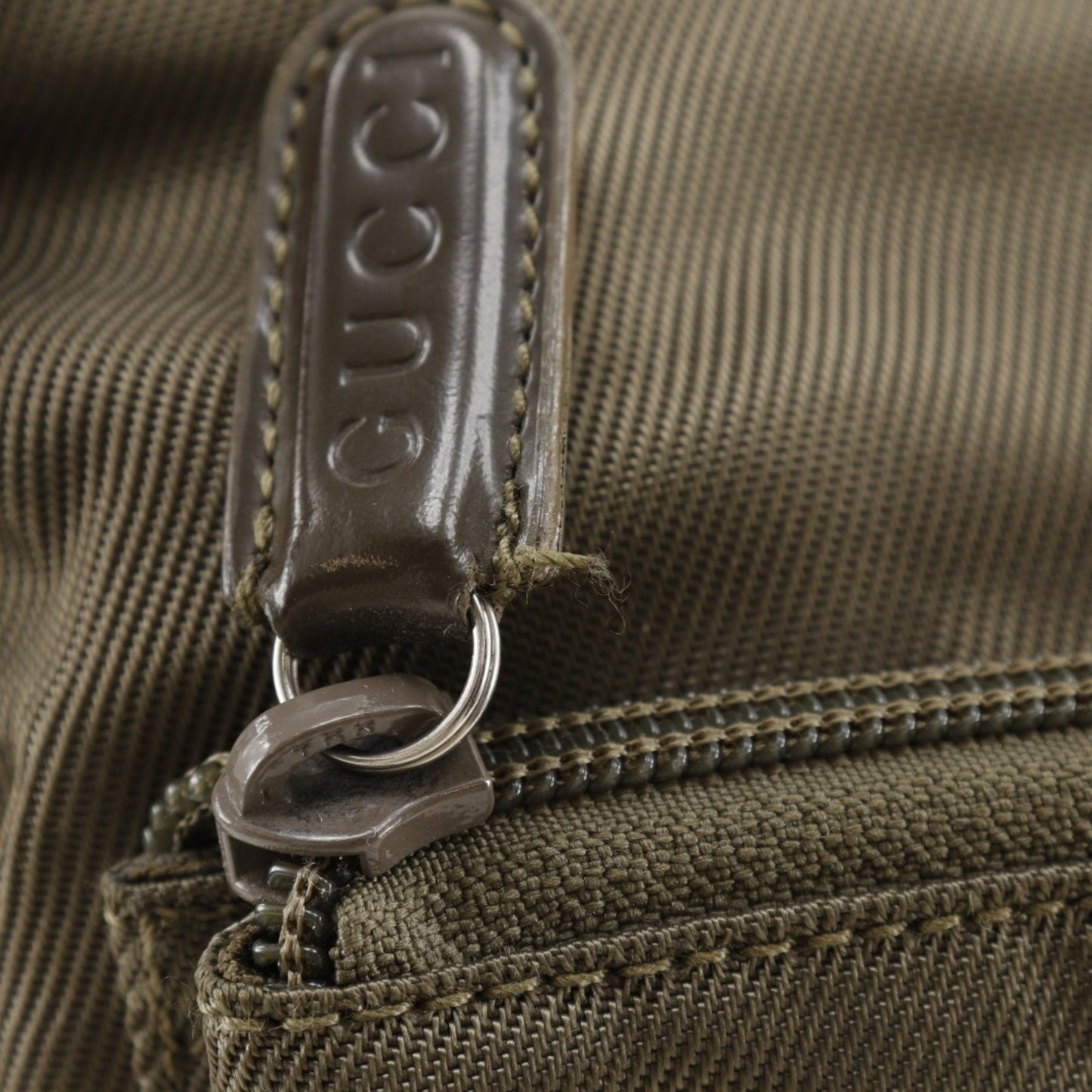 Gucci Khaki Nylon Canvas Shoulder Bag ( )