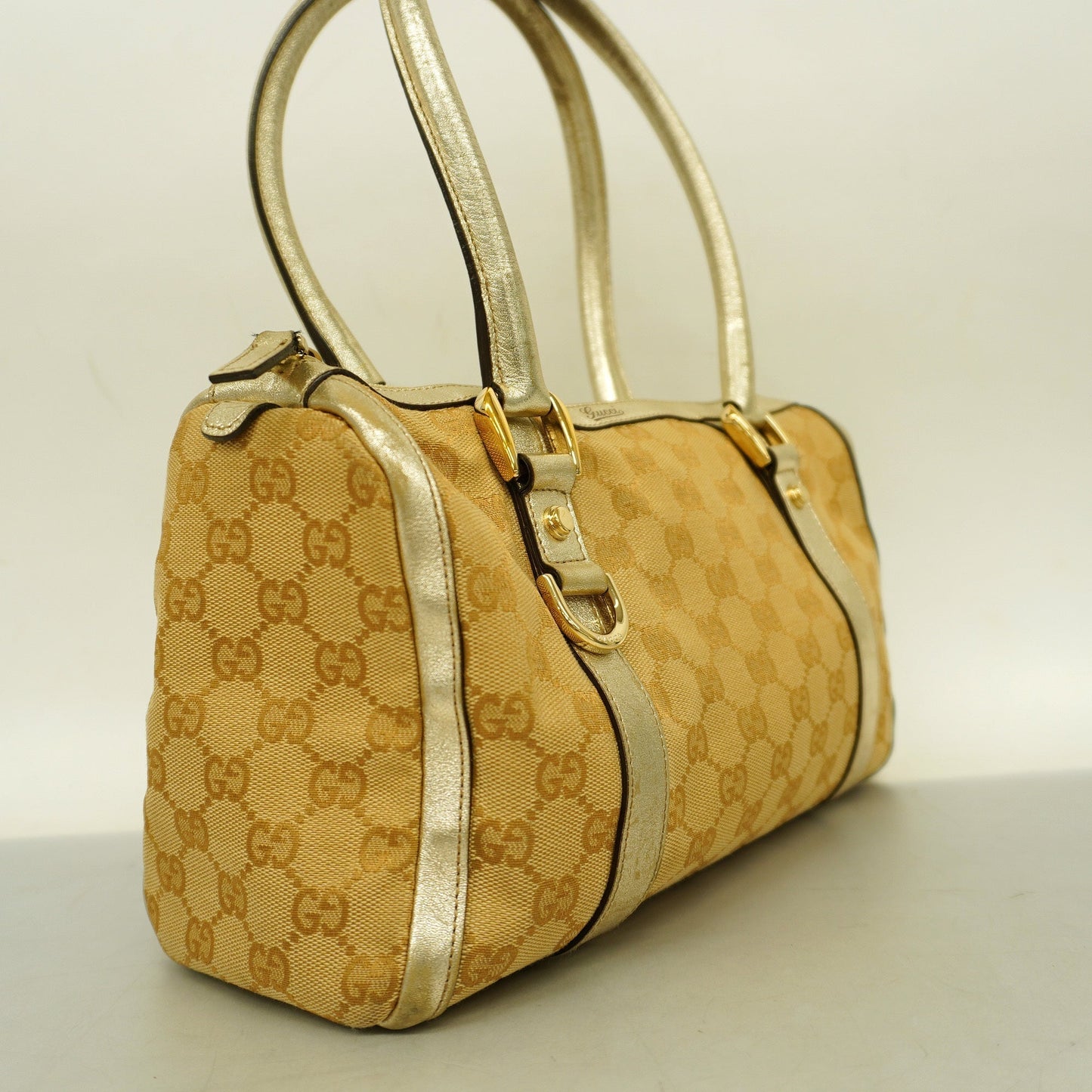 GUCCI Auth  GG Canvas Handbag 130942 Women's Handbag Beige,Gold