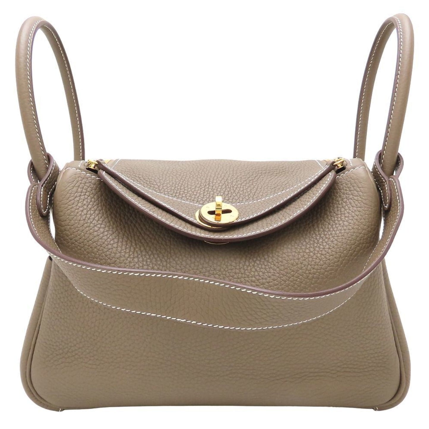 Hermes Etoupe Gray Taurillon Clemence Leather Handbag ( )