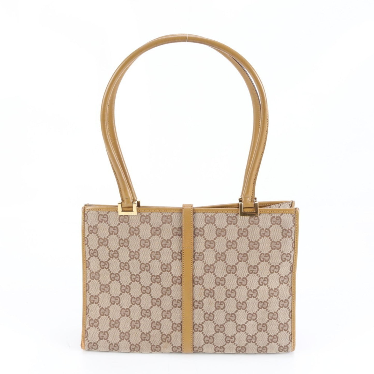 Gucci Brown Leather Canvas Shoulder Bag ( )