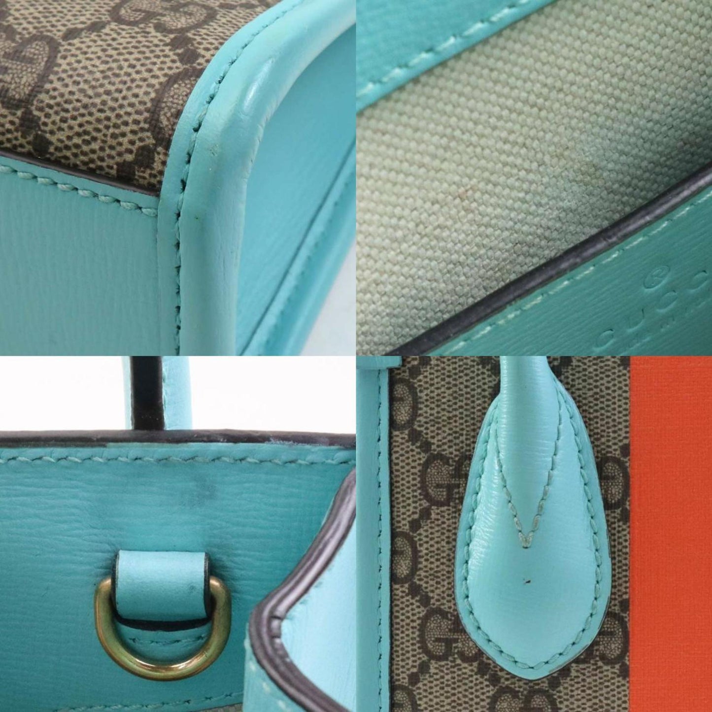 Gucci Blue Brown Gg Supreme Handbag Shoulder Bag ( )