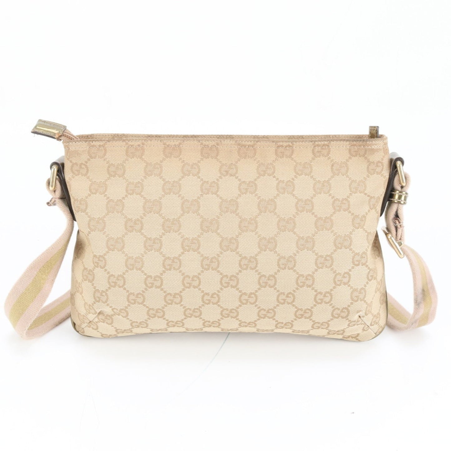 Gucci Beige Leather Canvas Shoulder Bag ( )