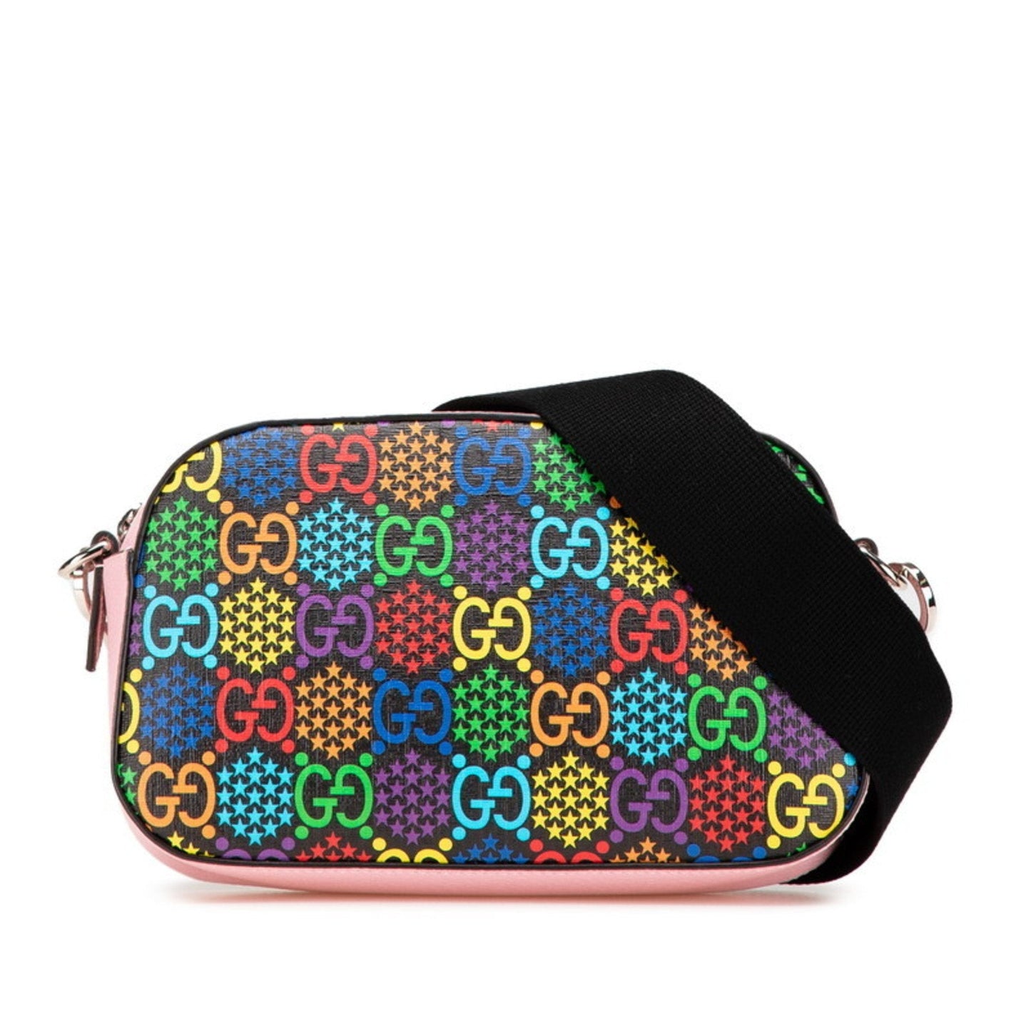 Gucci Black Multi-Color Pink Pvc Leather Shoulder Bag ( )