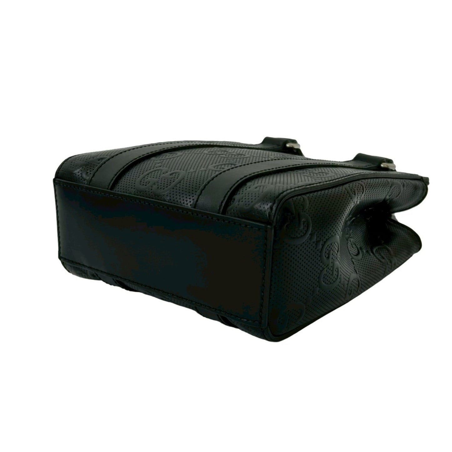 Gucci Black Leather Handbag Shoulder Bag Tote Bag ( )