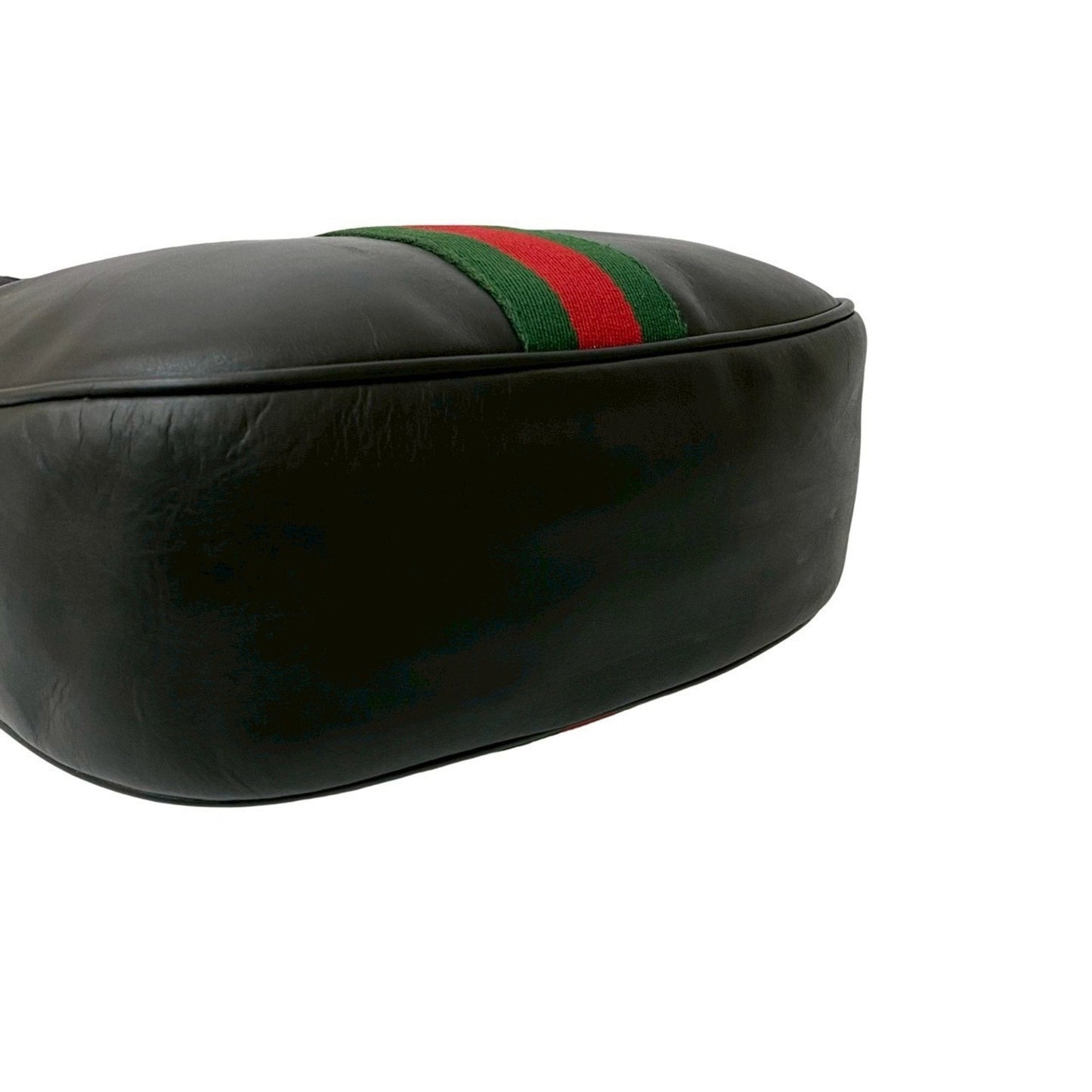 Gucci Black Green Red Color Leather Pochette Shoulder Bag ( )