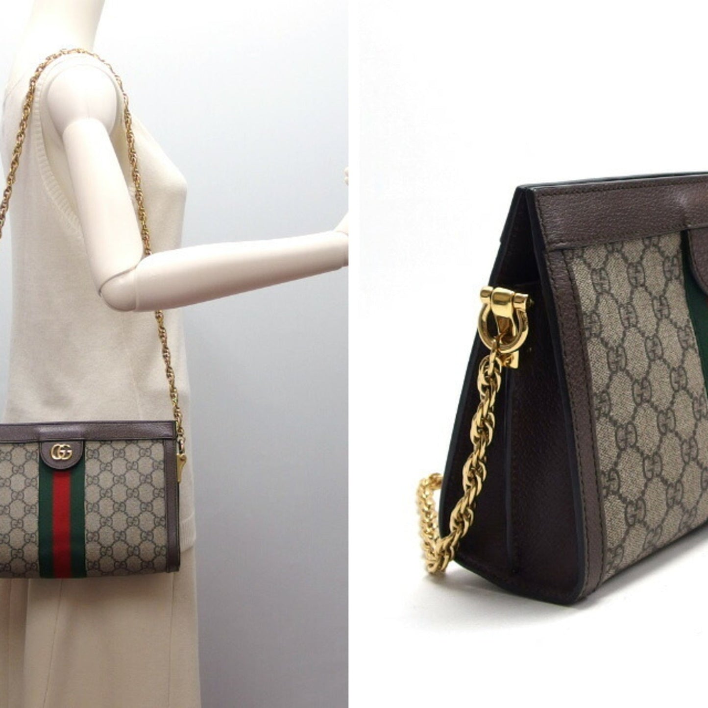 Gucci Sherry Line Beige Brown Dark Brown Gg Supreme Shoulder Bag ( )