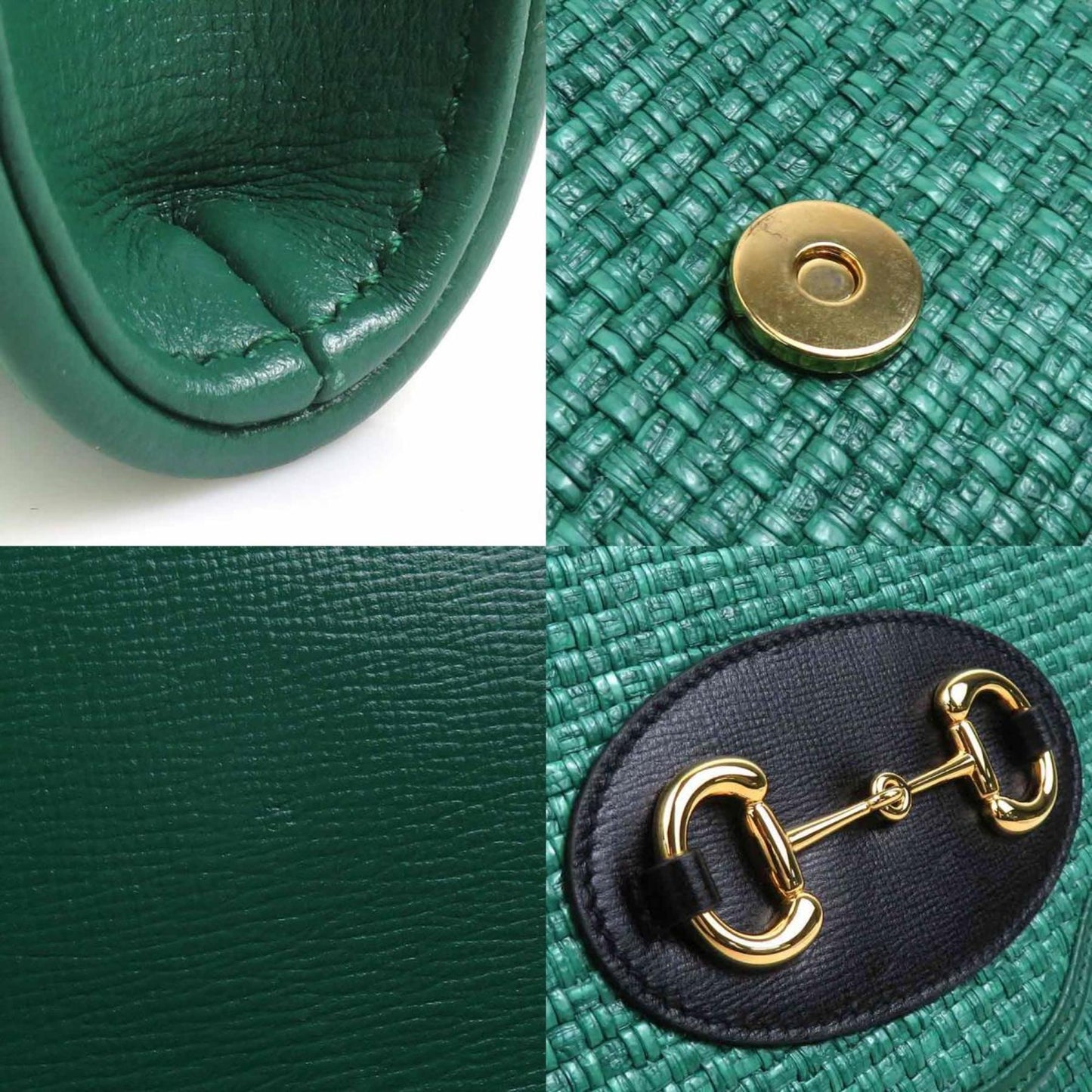 Gucci Green Raffia Shoulder Bag ( )