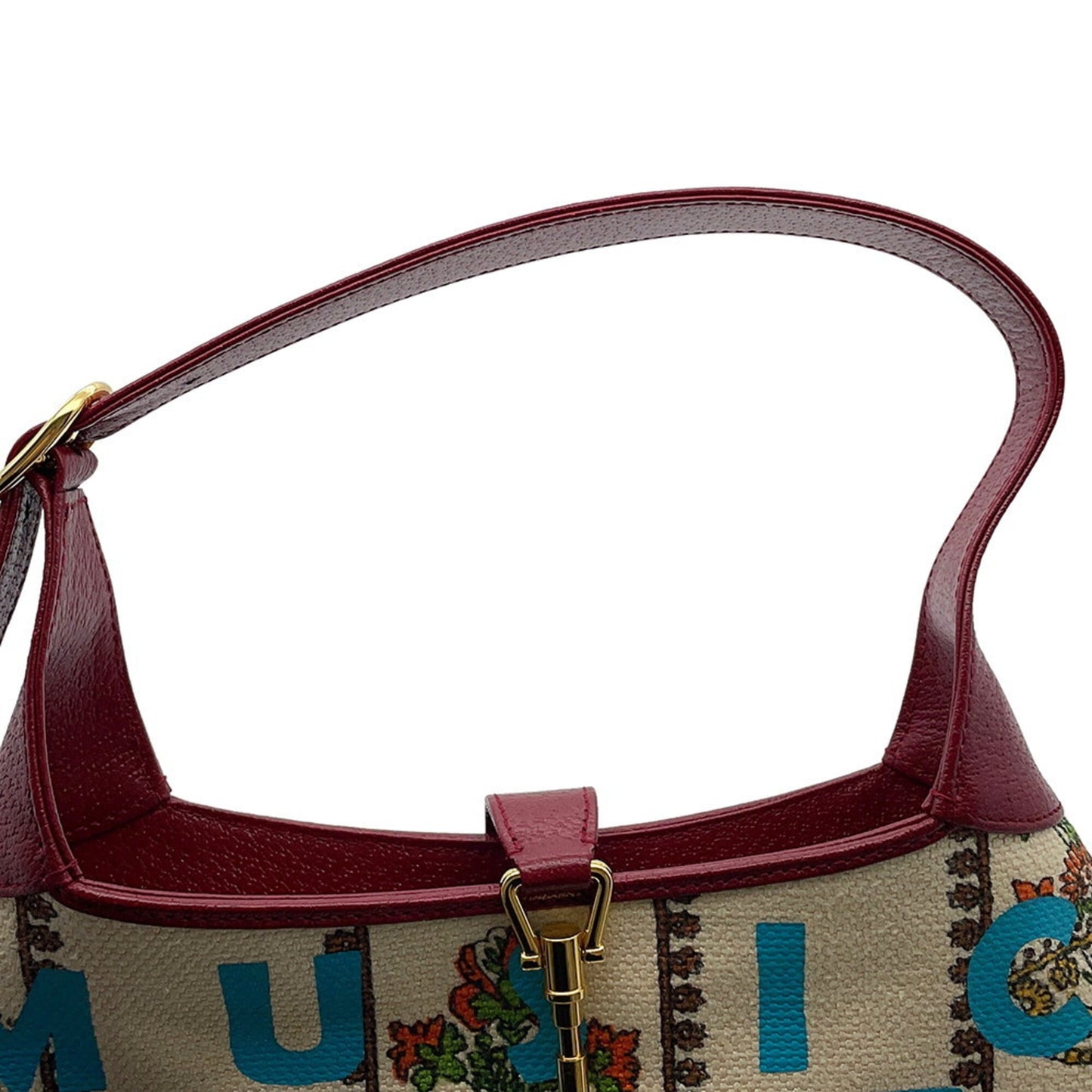 Gucci Ivory Red Color Canvas Leather Handbag Shoulder Bag ( )