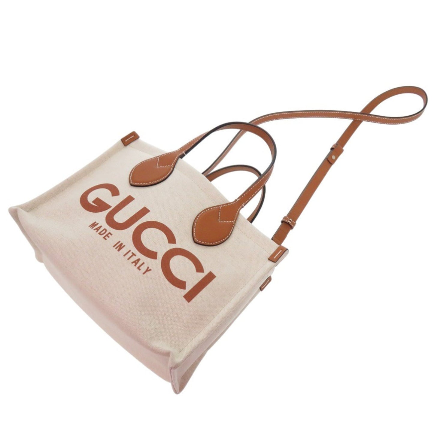 Gucci Beige Canvas Leather Handbag ( )