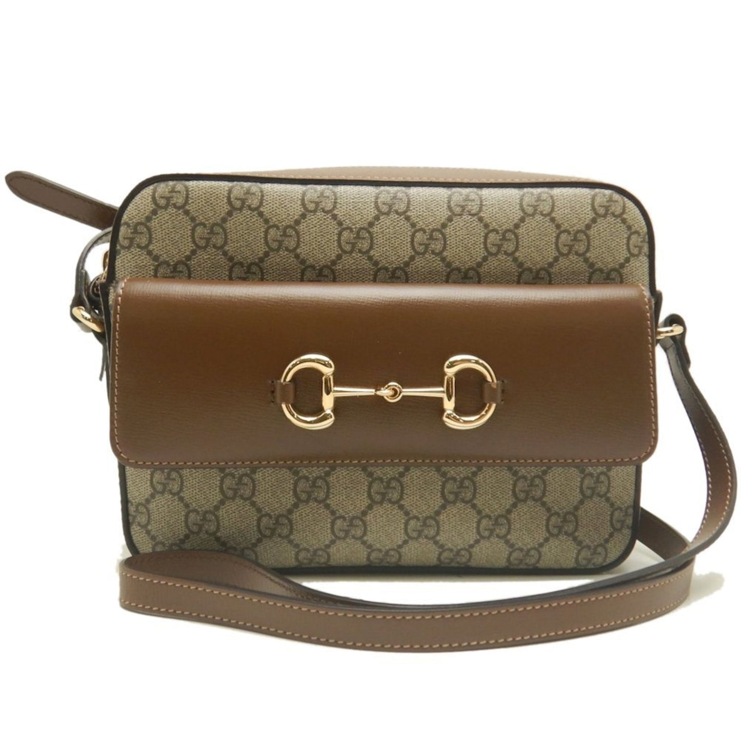 Gucci Horsebit Beige Brown Gg Supreme Leather Shoulder Bag ( )