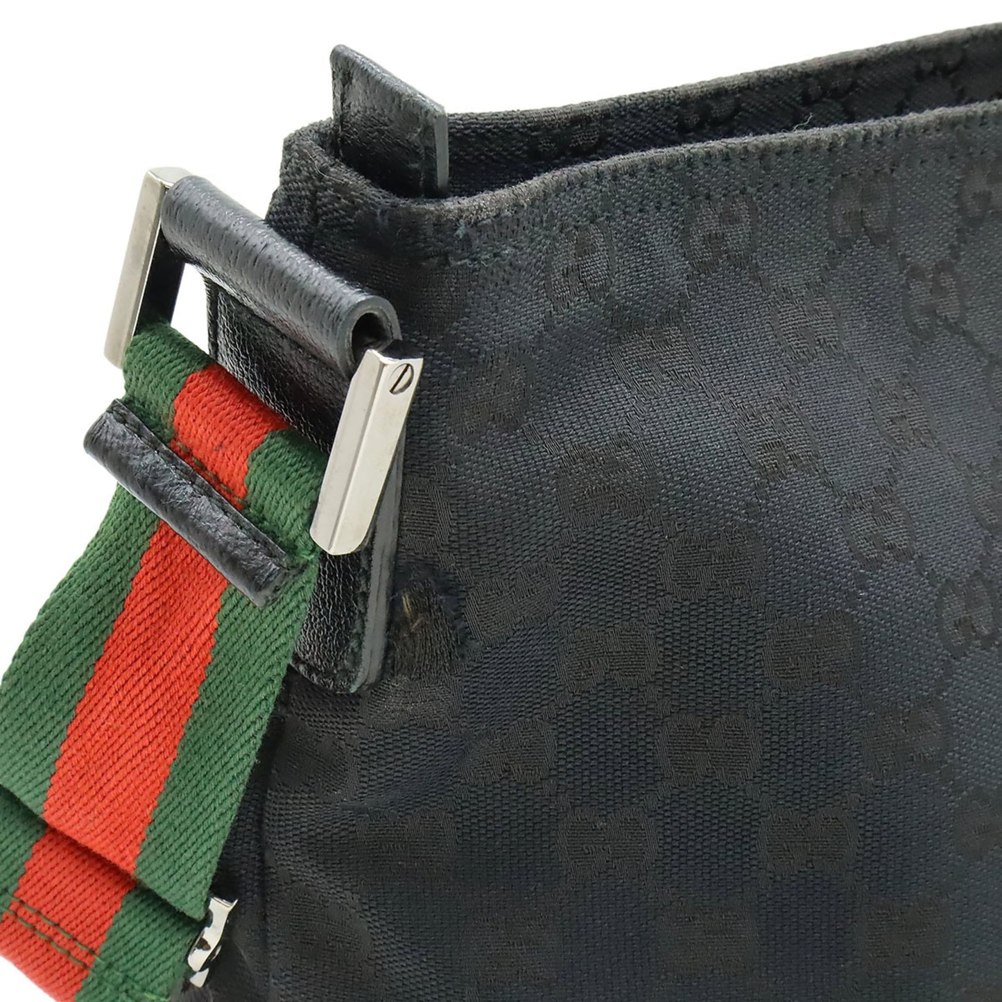 Gucci Black Green Red Color Gg Canvas Shoulder Bag ( )