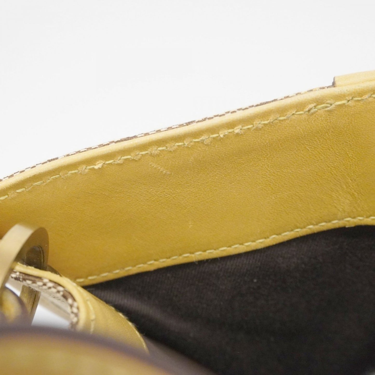 Gucci Beige Yellow Canvas Leather Shoulder Bag ( )