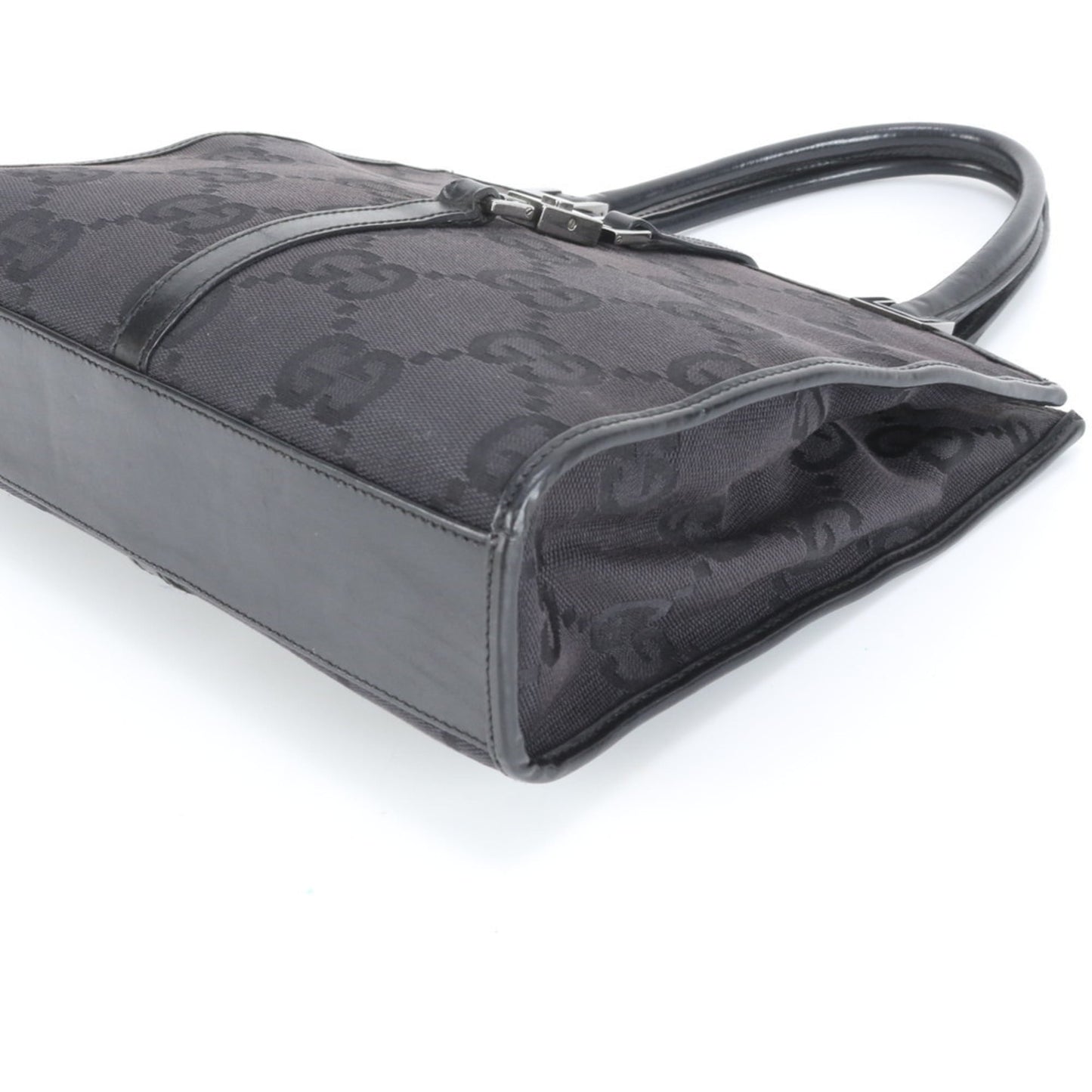 Gucci Black Leather Canvas Tote Bag ( )