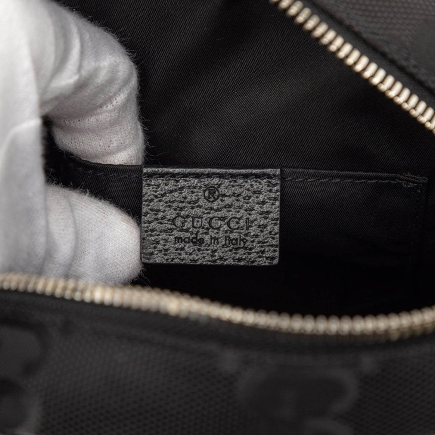 Gucci Black Nylon Leather Handbag Shoulder Bag ( )