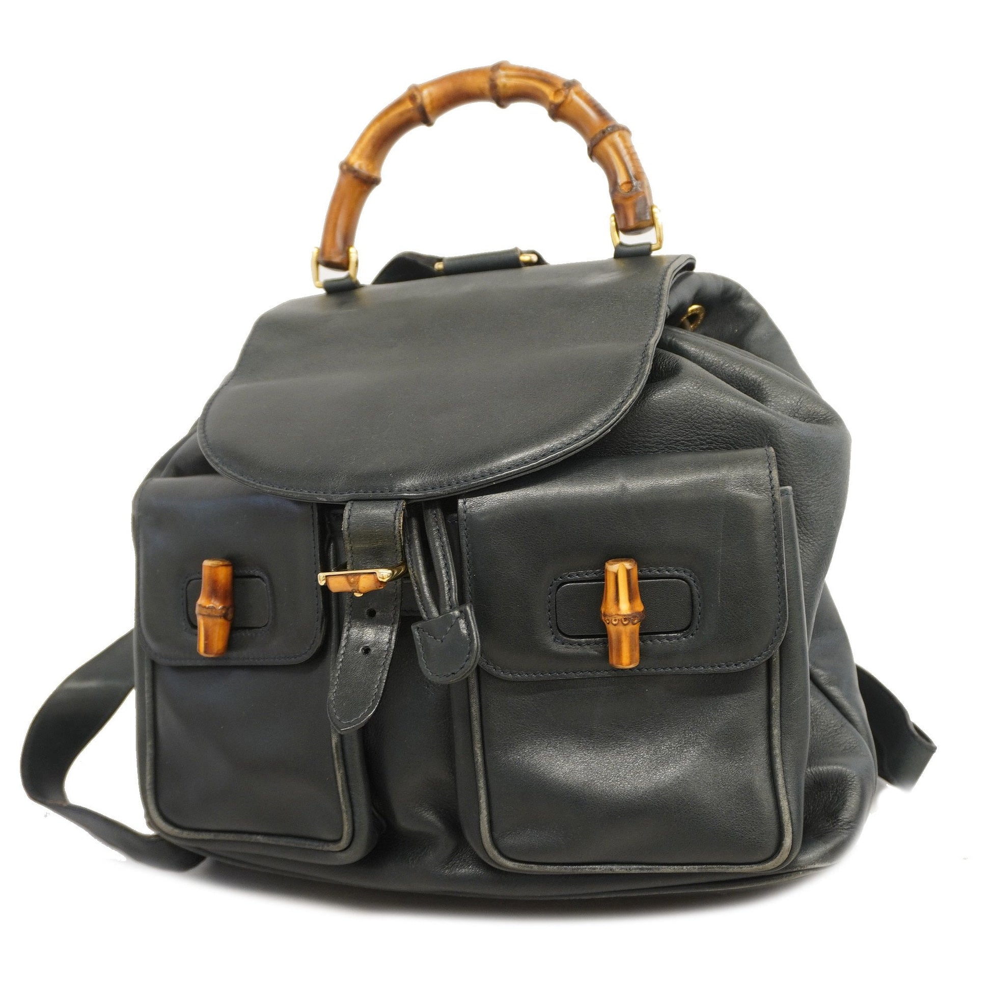 Gucci Bamboo Black Leather Backpack Style 1