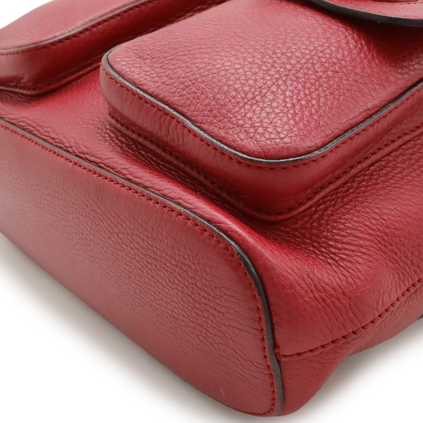Gucci Red Color Bamboo Leather Backpack Shoulder Bag ( )