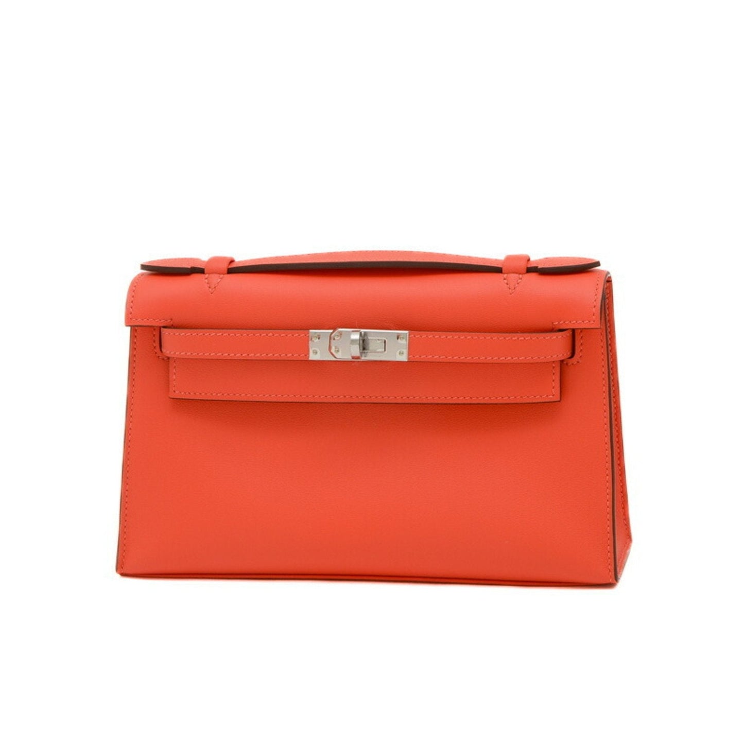 Hermes Orange Swift Leather Clutch Bag Handbag Shoulder Bag ( )