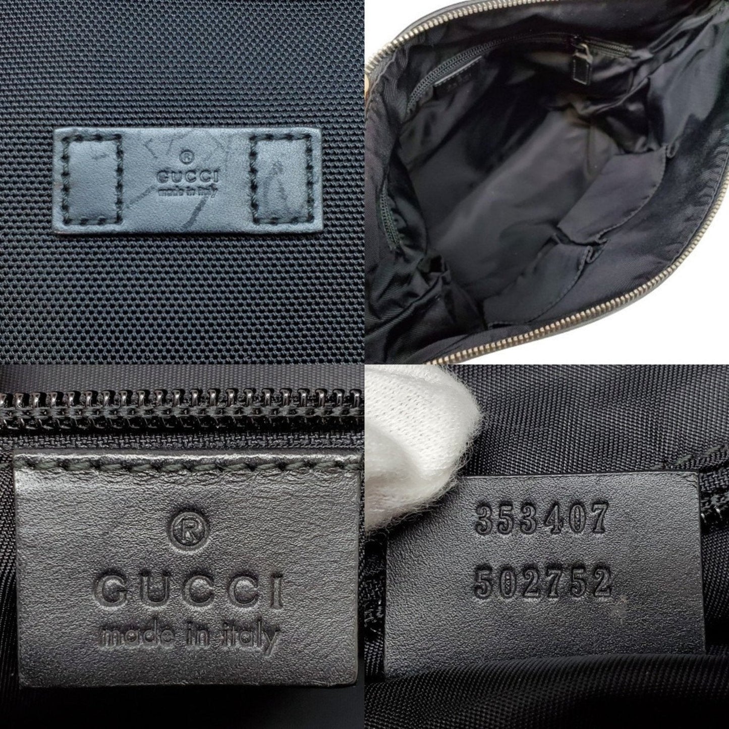 Gucci Sherry Line Black Canvas Leather Shoulder Bag ( )