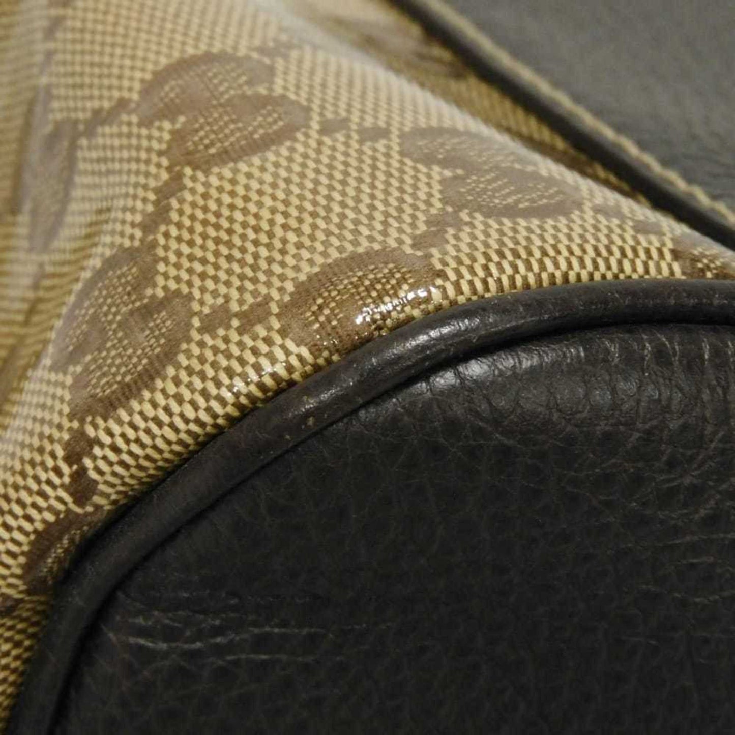 Gucci Beige Brown Gg Crystal Canvas Vinyl Coated Canvas Shoulder Bag Tote Bag ( )