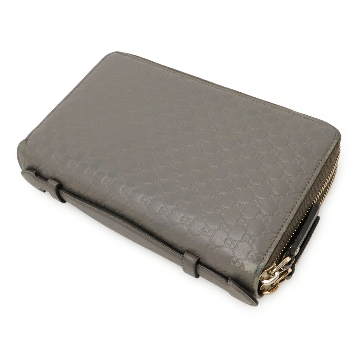 Gucci Gray Micro Gg Leather Long Wallet (Bi-Fold) ( )