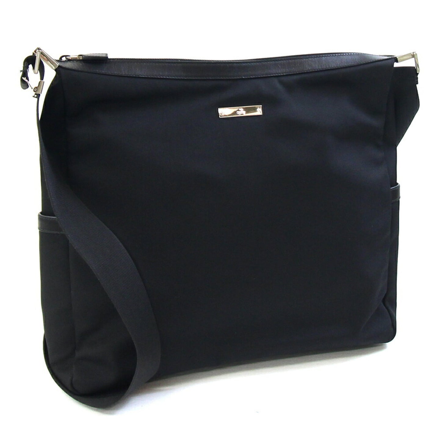Gucci Black Nylon Canvas Leather Shoulder Bag ( )