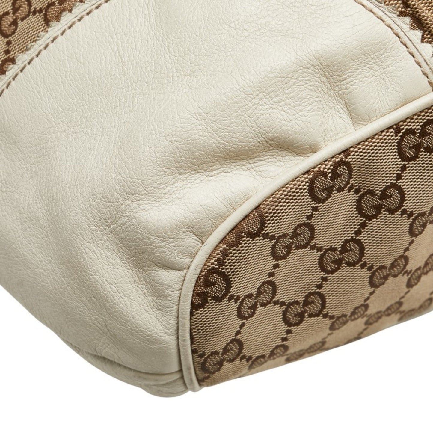 Gucci Gg Canvas Beige White Gg Canvas Leather Shoulder Bag Tote Bag ( )