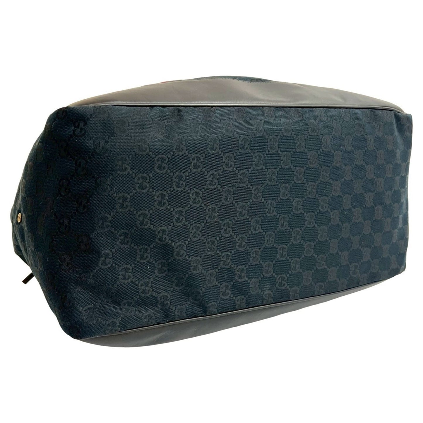 Gucci Black Green Red Color Canvas Leather Handbag Tote Bag ( )
